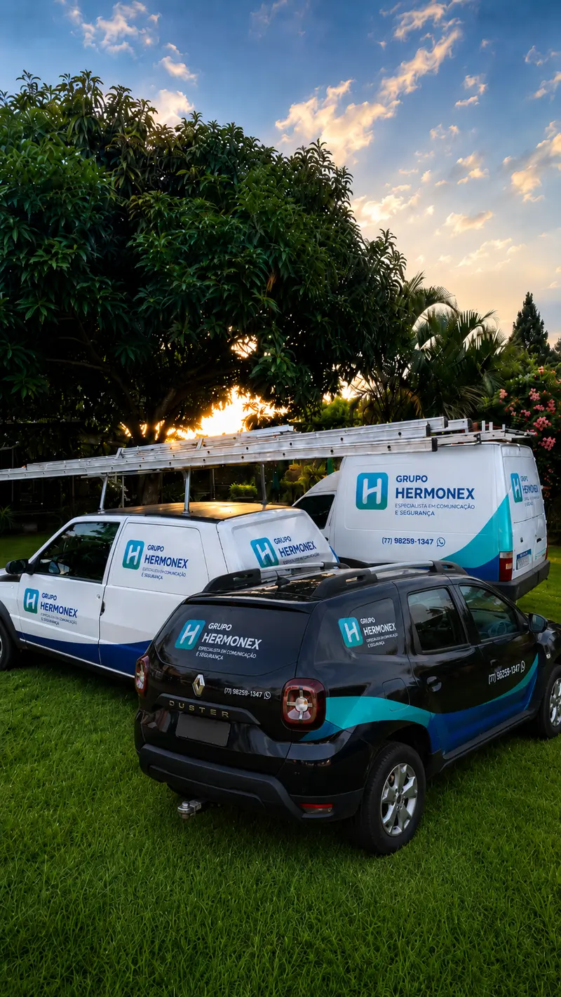 Frota do Grupo Hermonex — vans e veículos técnicos equipados para instalação e manutenção de ar-condicionado